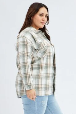 Camel Check Relaxed Shirt Long Sleeve Shacket -You And All Fashion Store cwc5717wa 35rb check 4