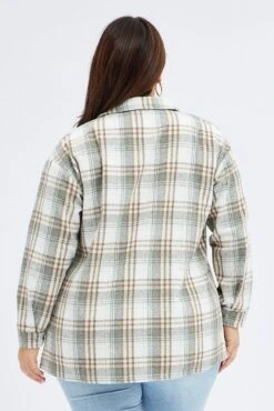 Camel Check Relaxed Shirt Long Sleeve Shacket -You And All Fashion Store cwc5717wa 35rb check 5