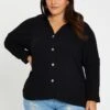 Black Long Sleeve White Cotton Crush Shirt