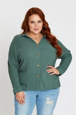 Green Long Sleeve Hunter Green Cotton Crush Shirt -You And All Fashion Store cwc6783a 33lb hunter 3