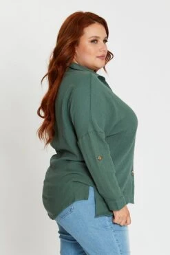 Green Long Sleeve Hunter Green Cotton Crush Shirt -You And All Fashion Store cwc6783a 33lb hunter 4