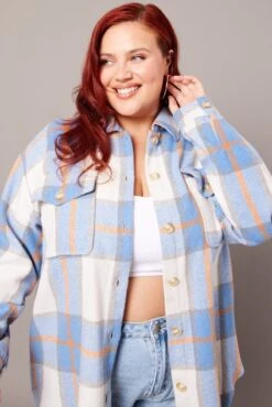 Blue Check Relaxed Shirt Long Sleeve