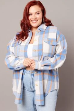 Blue Check Relaxed Shirt Long Sleeve -You And All Fashion Store cwc8248d 84rb check 3