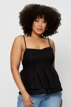 Green Singlet Top Babydoll Linen Blend -You And All Fashion Store cwcc16347 81r black 1