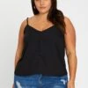 Black Sleeveless Button Cami
