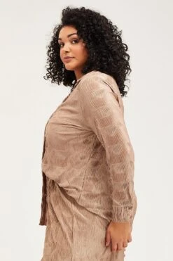 Gold Oversized Shirt Plisse Long Sleeve -You And All Fashion Store cwcc8223 36r gold 4 1