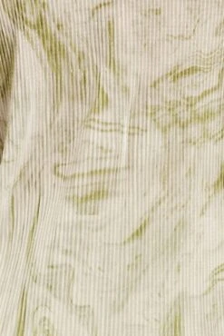 Green Abstract Relaxed Shirt Long Sleeve V-neck Plisse -You And All Fashion Store cwcc8223ex 36rb abstract 7