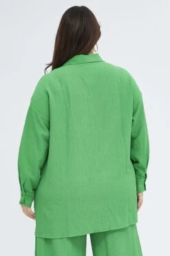 Green Textured Shirt Crinkle Button Through Oversized 10 Green Textured Shirt Crinkle Button Through Oversized -You And All Fashion Store cwcc8223x 36ab green 5