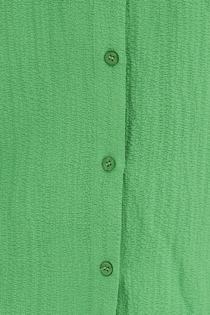 Green Textured Shirt Crinkle Button Through Oversized 6 Green Textured Shirt Crinkle Button Through Oversized - Image 6