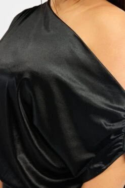 Black Bodysuit Sleeveless Stretch Satin -You And All Fashion Store cwd1057ss 47rb black 5