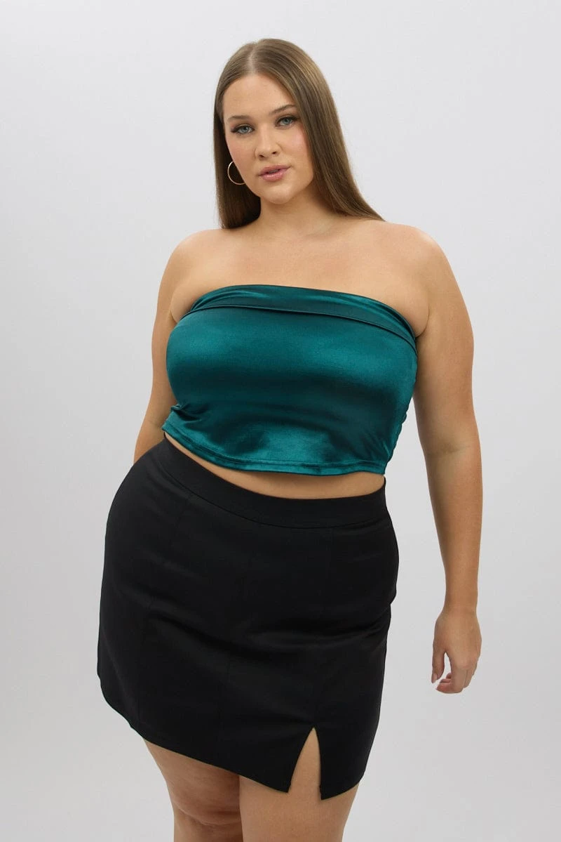 Green Crop Tube Top Strapless 1 Green Crop Tube Top Strapless