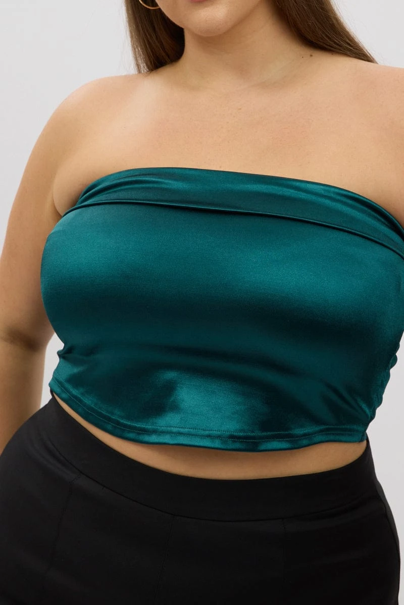 Green Crop Tube Top Strapless 6 Green Crop Tube Top Strapless - Image 6