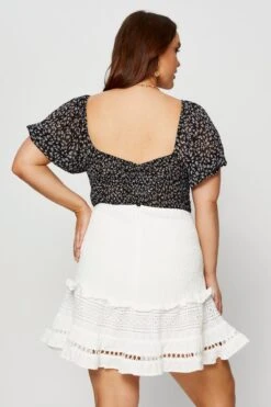 Ditsy Print Ruched Bodysuit Short Sleeve -You And All Fashion Store cwd25481c 81lb disty prt 5