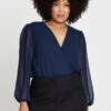 Blue Marl Long Sleeve V-neck Bodysuit