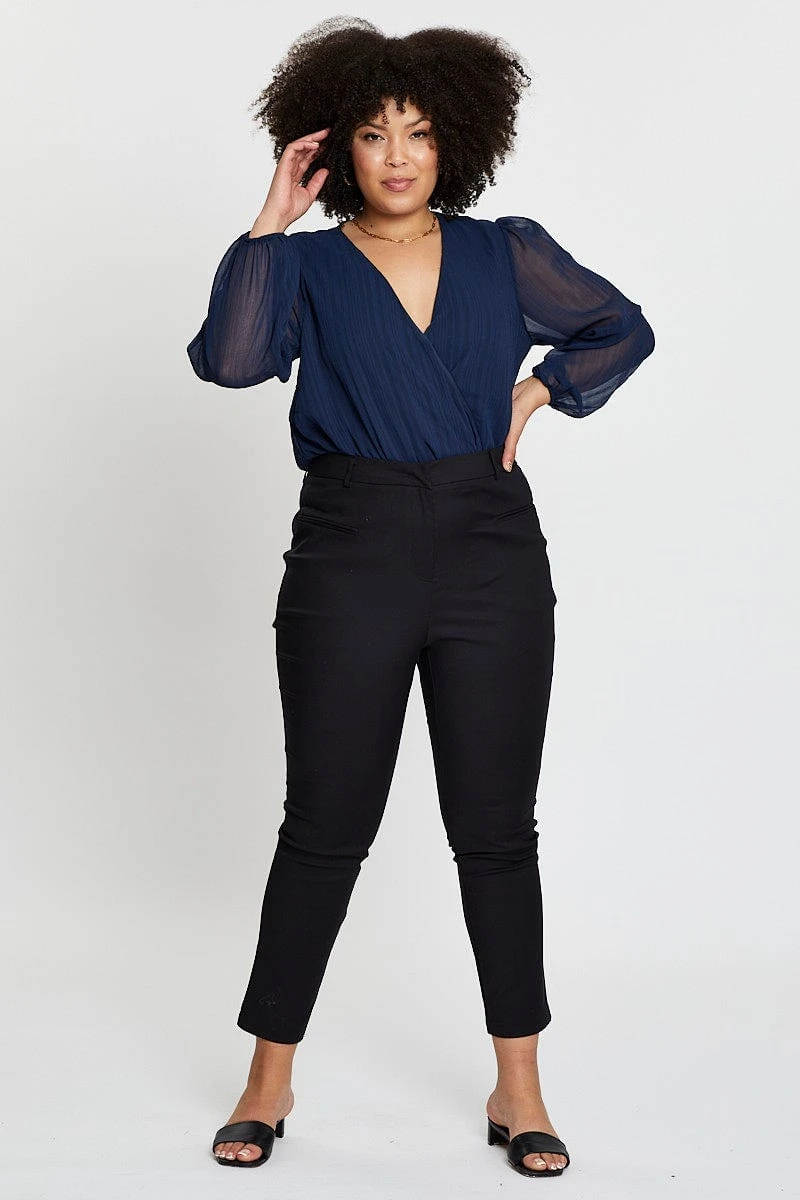 Blue Marl Long Sleeve V-neck Bodysuit 3 Blue Marl Long Sleeve V-neck Bodysuit - Image 3