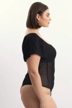 Black Short Sleeve Bodysuit -You And All Fashion Store cwd3450 116r black 4