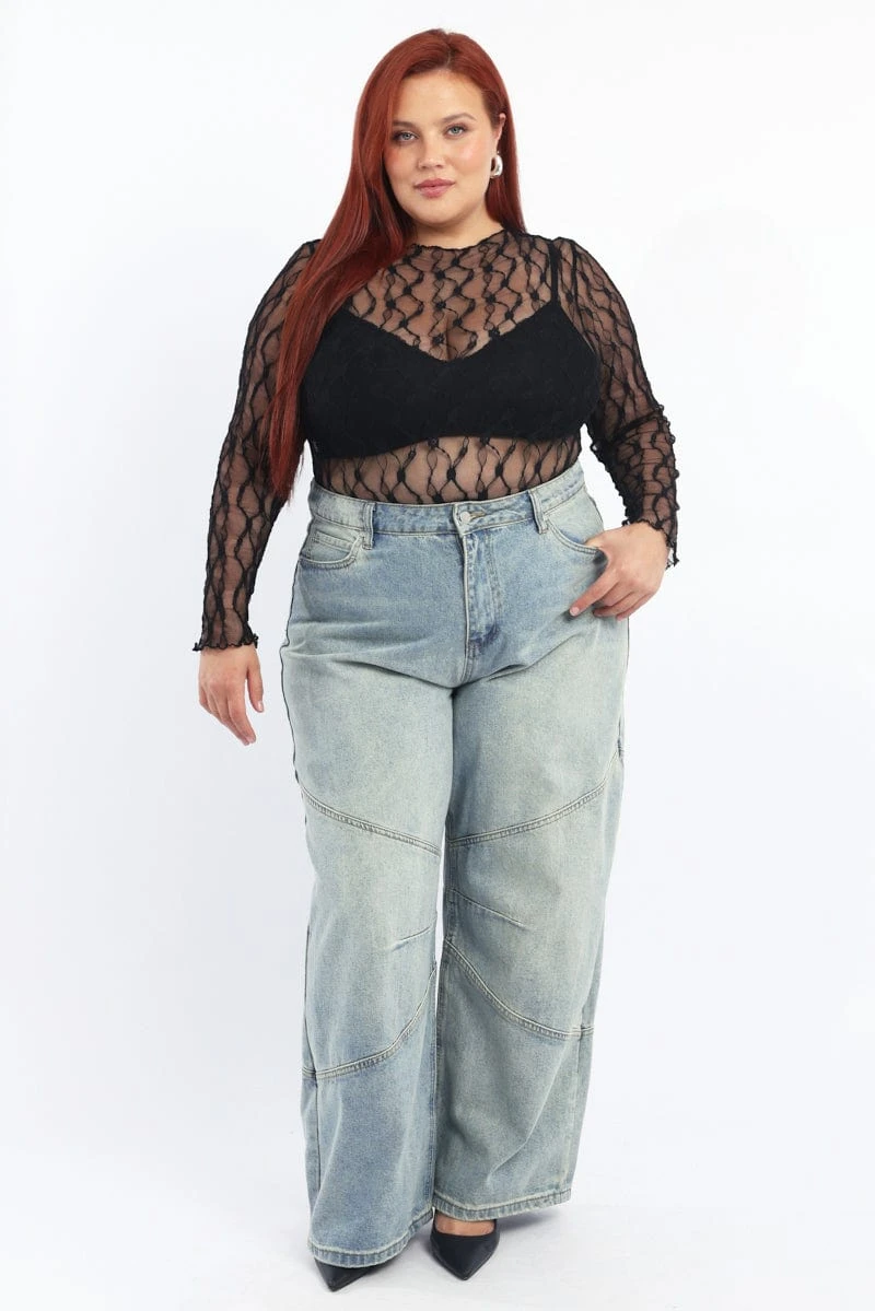 Black Bodysuit Long Sleeve Lace 2 Black Bodysuit Long Sleeve Lace - Image 2