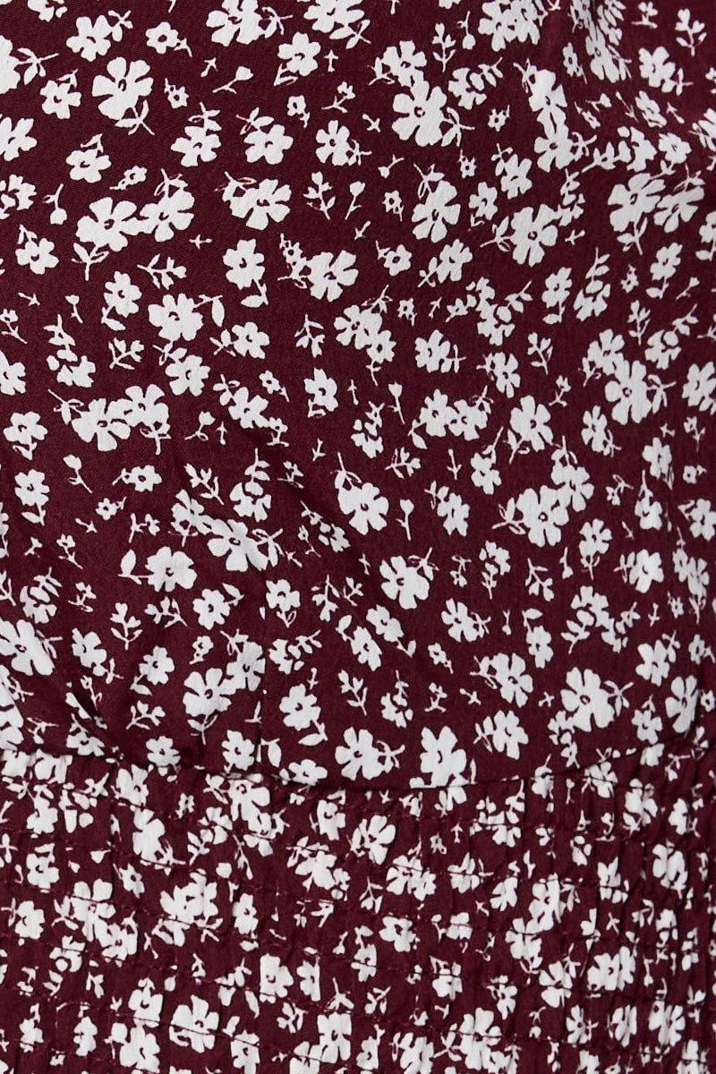 Ditsy Print Shirred Bodysuit Short Sleeve 6 Ditsy Print Shirred Bodysuit Short Sleeve - Image 6