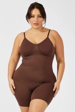 Brown Seamless Backless Sculpting Bodysuit -You And All Fashion Store cwl000078 51b chocolate 3
