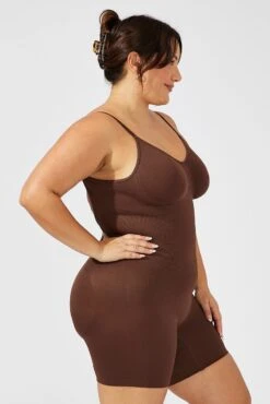 Brown Seamless Backless Sculpting Bodysuit -You And All Fashion Store cwl000078 51b chocolate 4