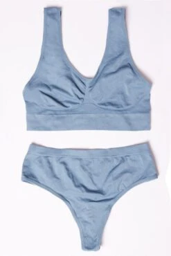 Blue Seamless Lingerie Set