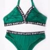 Green Love Tape Lingerie Set