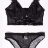 Black Bow Detail Mesh Lingerie Set