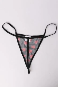 Black Bow Decor Mesh Slip Nightdress In Heart Print -You And All Fashion Store cwl000136 51b black 4