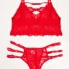 Red Strappy Lace Lingerie Set
