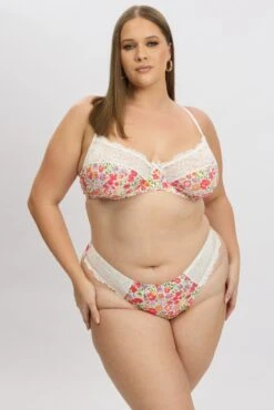 Multi Floral Lace Trim Lingerie Set