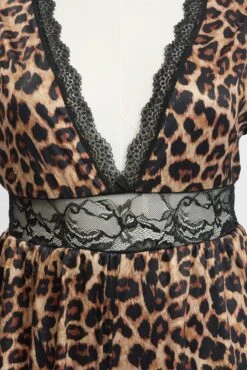 Brown Animal Print Lace Trim Bodysuit Lingerie -You And All Fashion Store cwl000185 51b animal pri 3