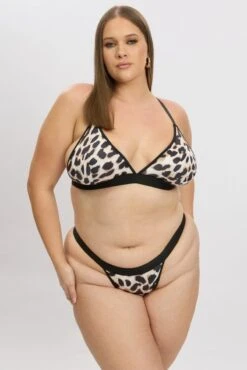Brown Animal Print Triangle Bra And Thong Lingerie Set -You And All Fashion Store cwl000187a 51b animal pri 3