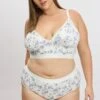 White Ditsy Bralet And Briefs Lingerie Set
