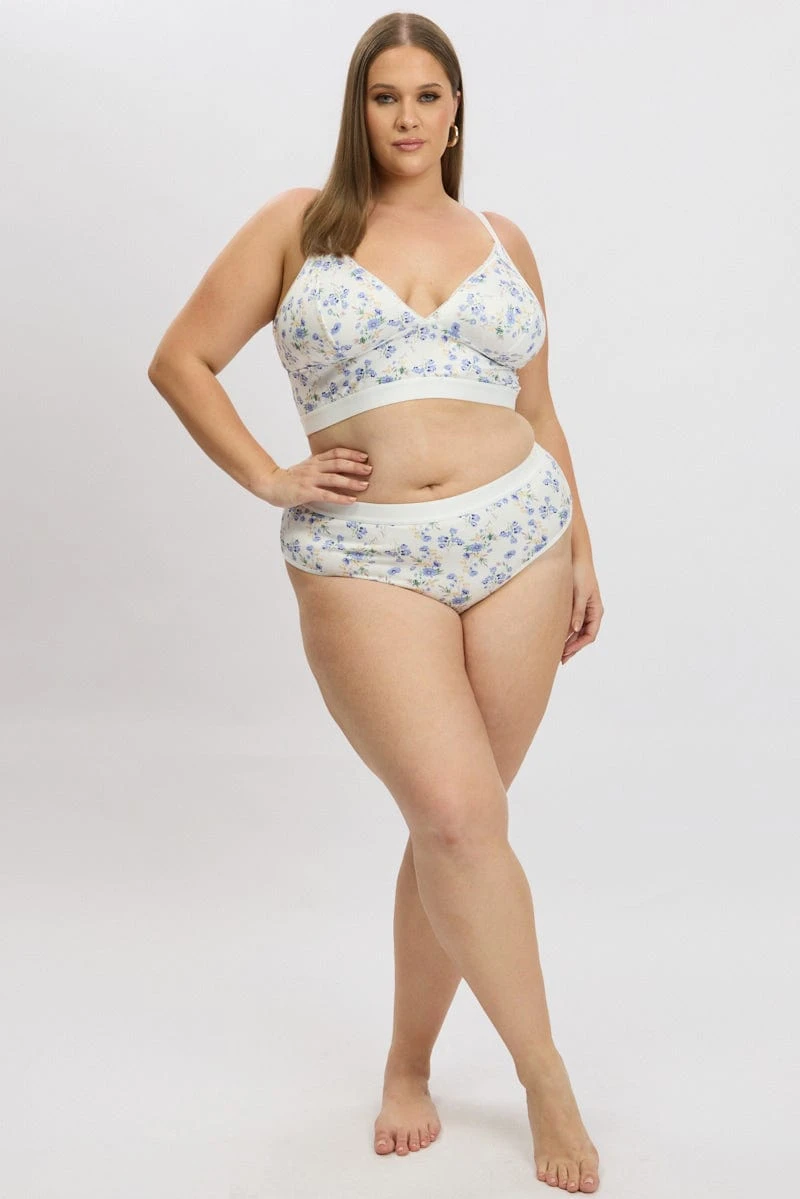 White Ditsy Bralet And Briefs Lingerie Set 2 White Ditsy Bralet And Briefs Lingerie Set - Image 2