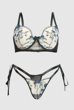 Black Embroidered Lingerie Set