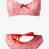 Pink Mesh Lingerie Set In Heart Print