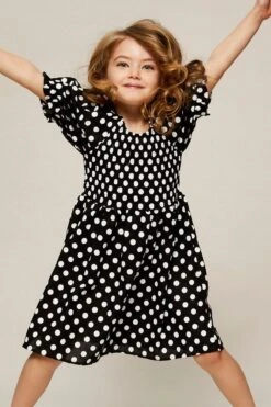 Polka Dot Skater Dress Kids Puff Sleeve 8 Polka Dot Skater Dress Kids Puff Sleeve -You And All Fashion Store kd0296 33b polka dot 3